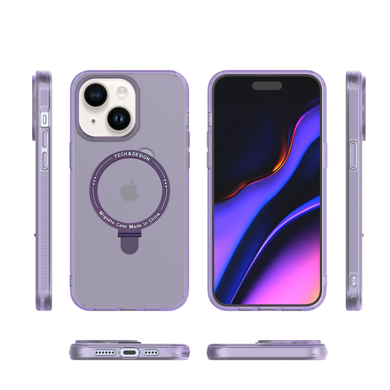 iPhone 15 Translucency Magnetic Suction Bracket Phone Case