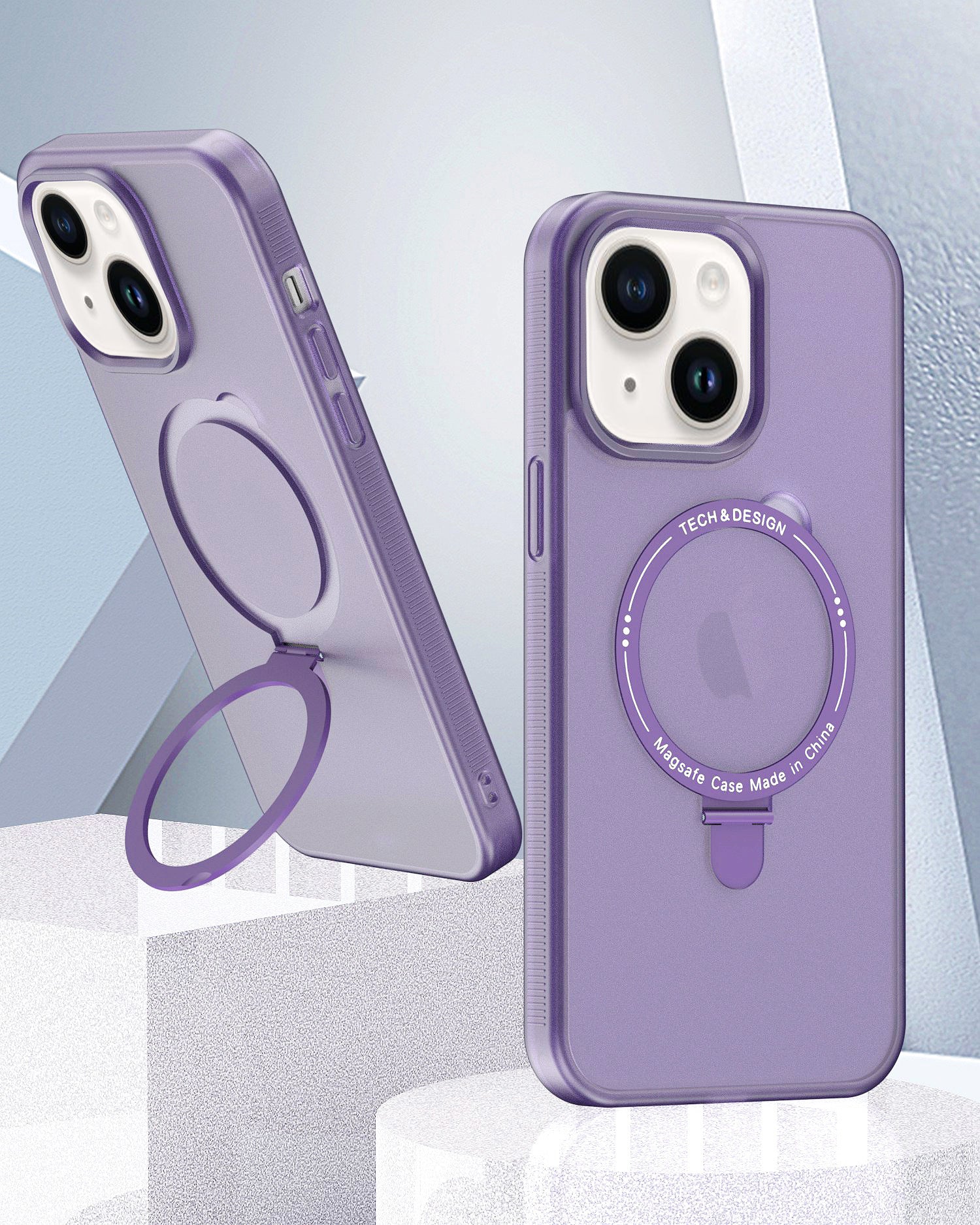 iPhone 15 Plus Translucency Magnetic Suction Bracket Phone Case