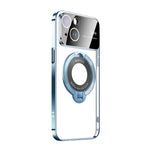 iPhone 15 Plus Regard Window Magnetic Suction Electroplating Integrated Bracket Phone Case