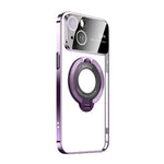 iPhone 15 Plus Regard Window Magnetic Suction Electroplating Integrated Bracket Phone Case