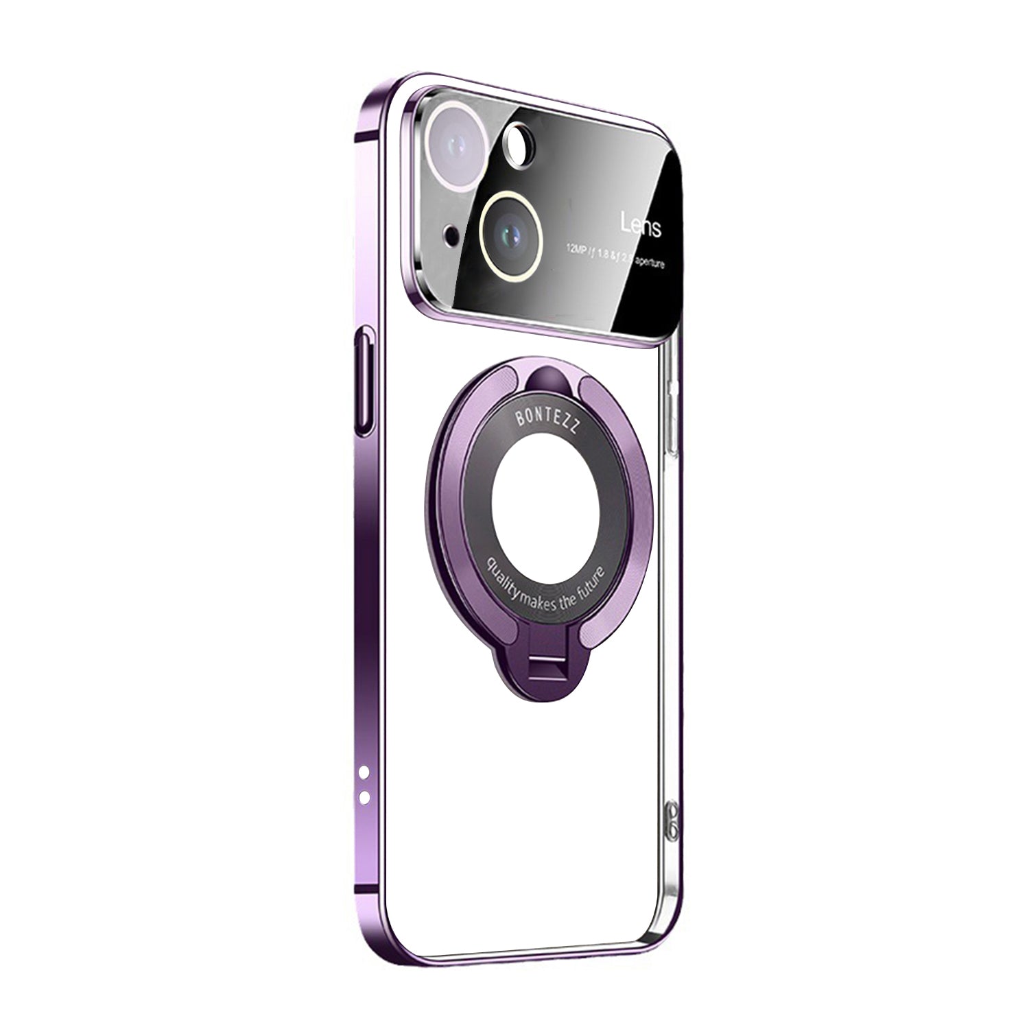 iPhone 15 Regard Window Magnetic Suction Electroplating Integrated Bracket Phone Case