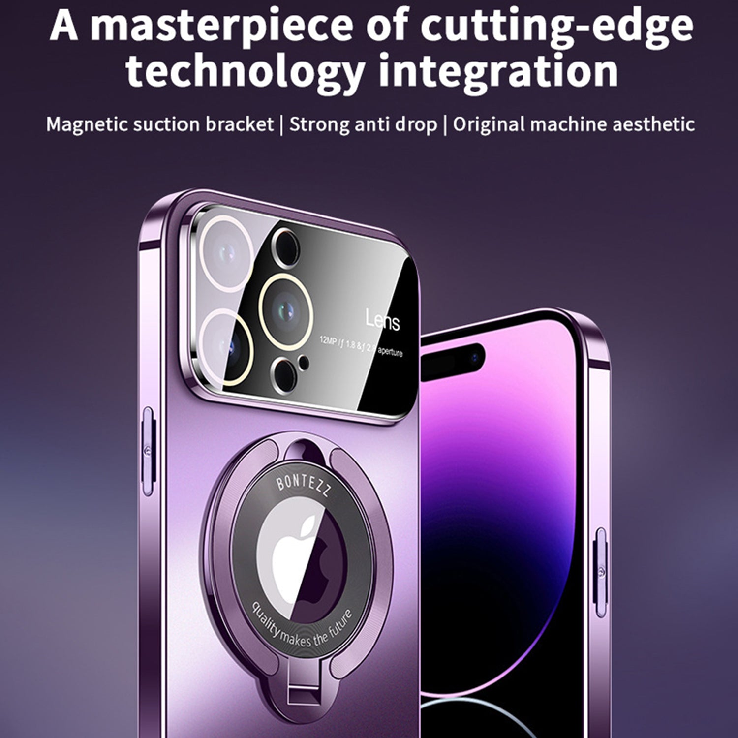 iPhone 15 Plus Regard Window Magnetic Suction Electroplating Integrated Bracket Phone Case