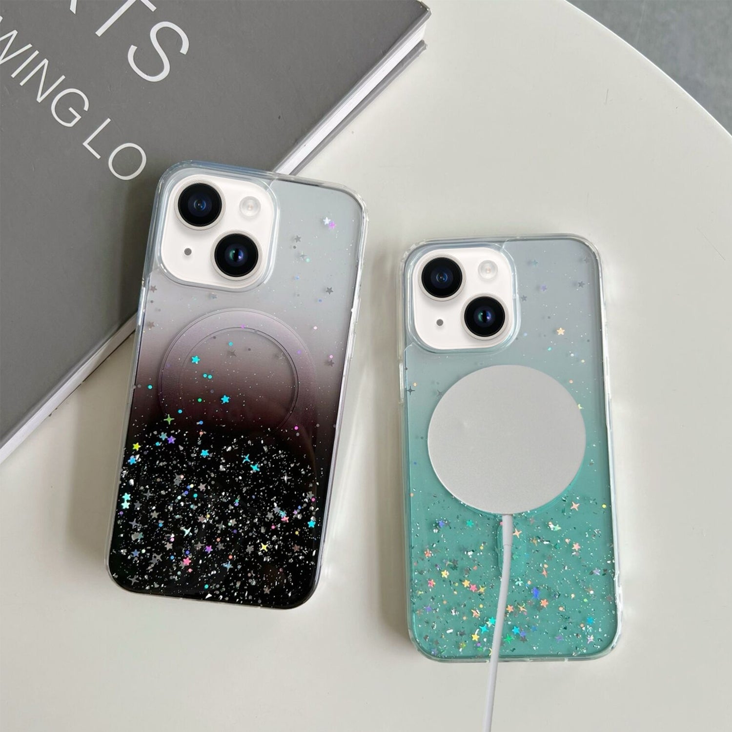 iPhone 15 Plus Luxury Sparkly Cover for , Clear Shockproof Silicone Bumper Case