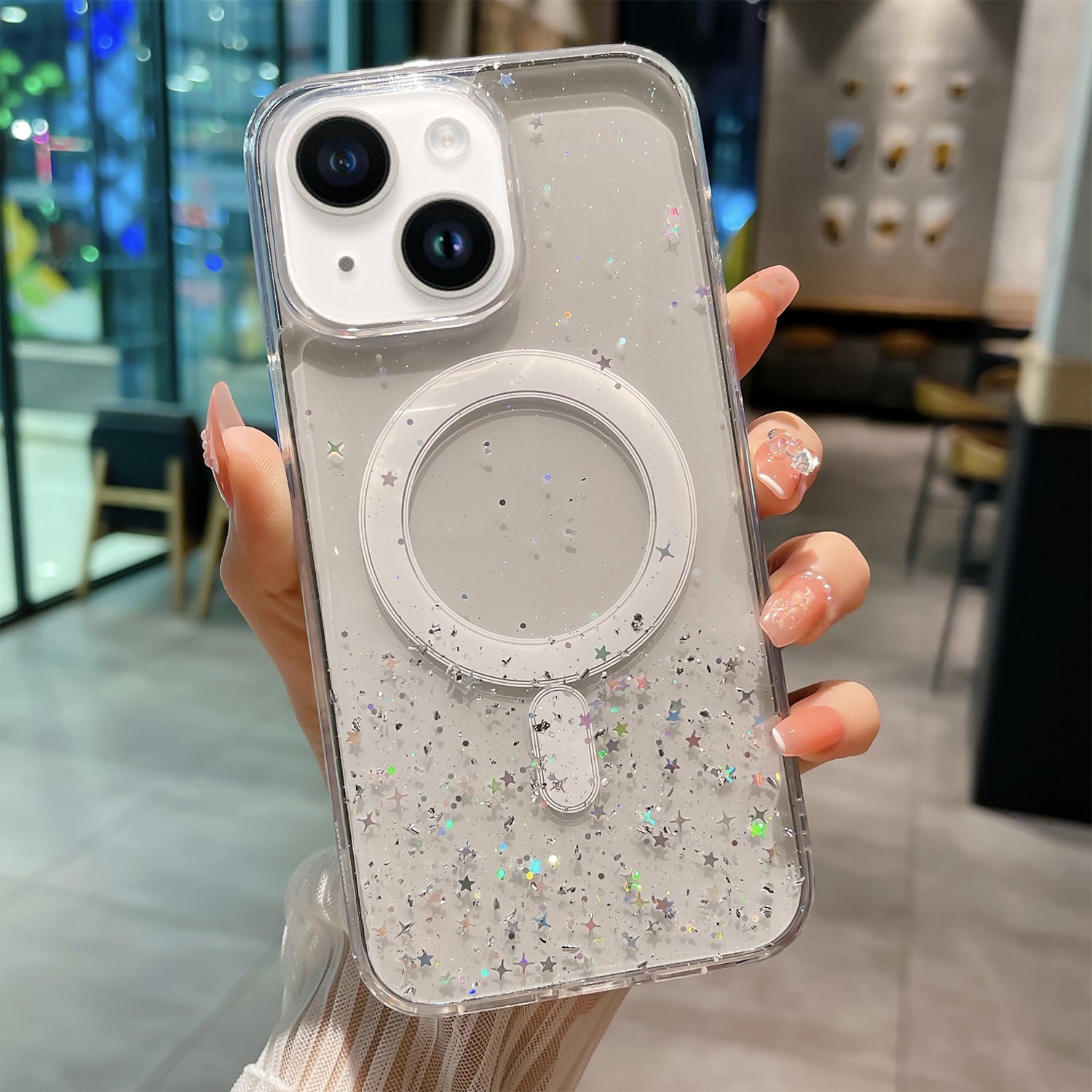 iPhone 15 Luxury Sparkly Cover for , Clear Shockproof Silicone Bumper Case