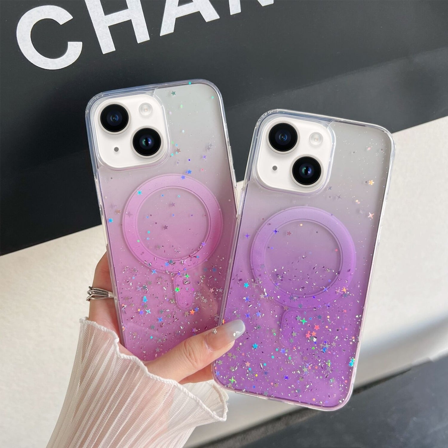 iPhone 15 Luxury Sparkly Cover for , Clear Shockproof Silicone Bumper Case