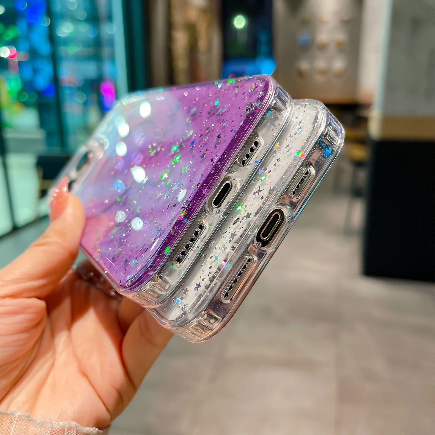 iPhone 15 Luxury Sparkly Cover for , Clear Shockproof Silicone Bumper Case