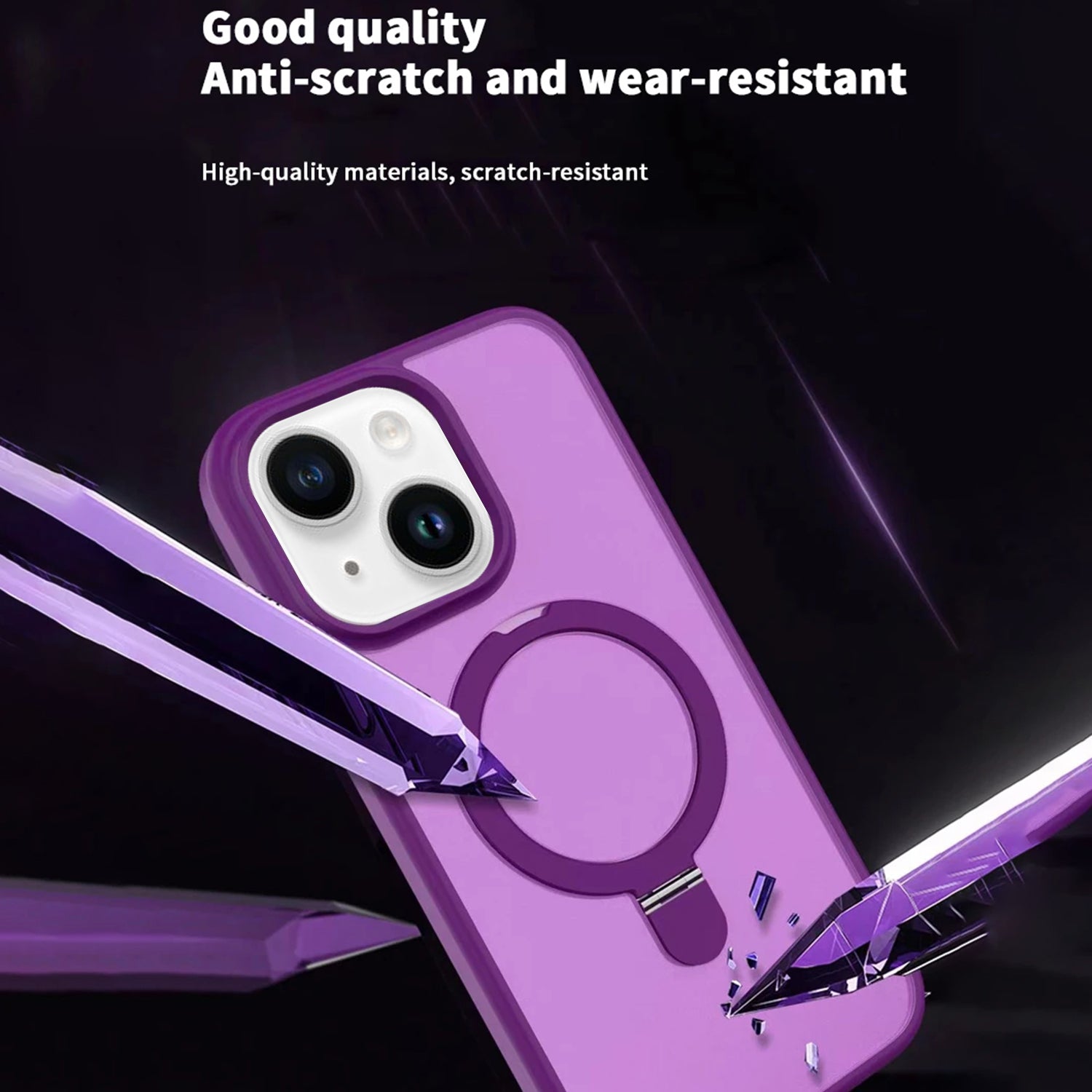 iPhone 15 Magsafe with Stand Translucent Back Slim Protective Phone Case Comes with Same Color Lens Film