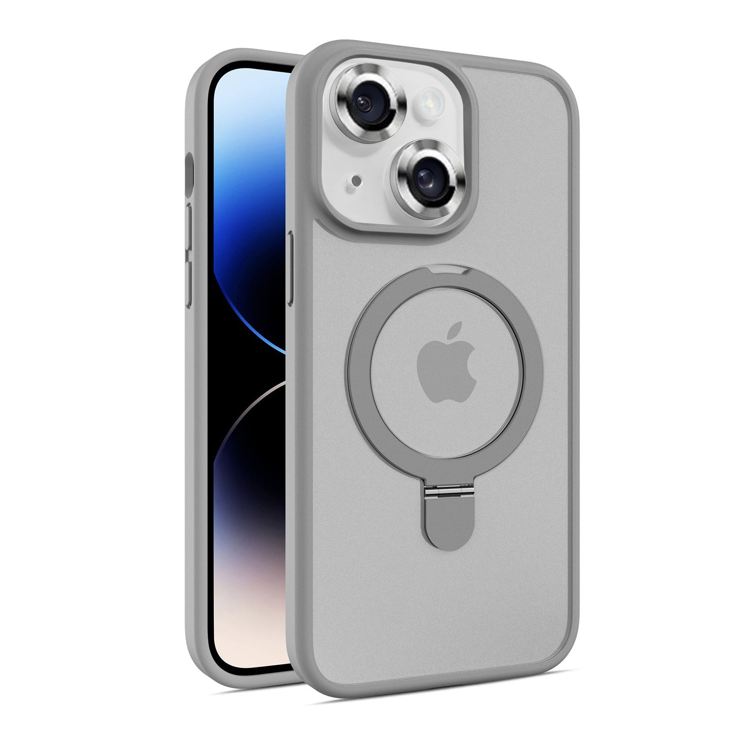 iPhone 15 Plus Magsafe with Stand Translucent Back Slim Protective Phone Case Comes with Same Color Lens Film