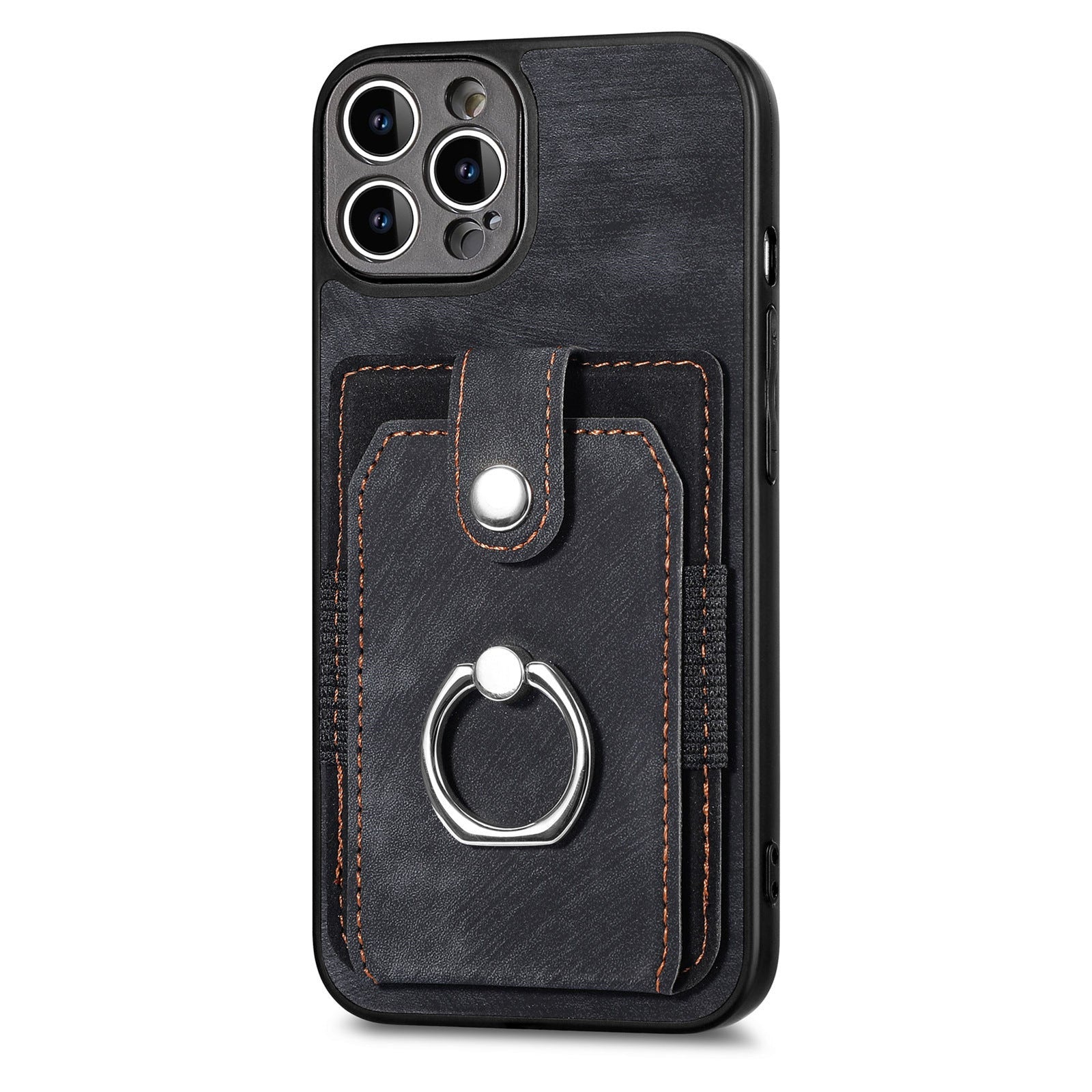 iPhone 15 Pro Solid Vintage Hardware Ring Leather Case