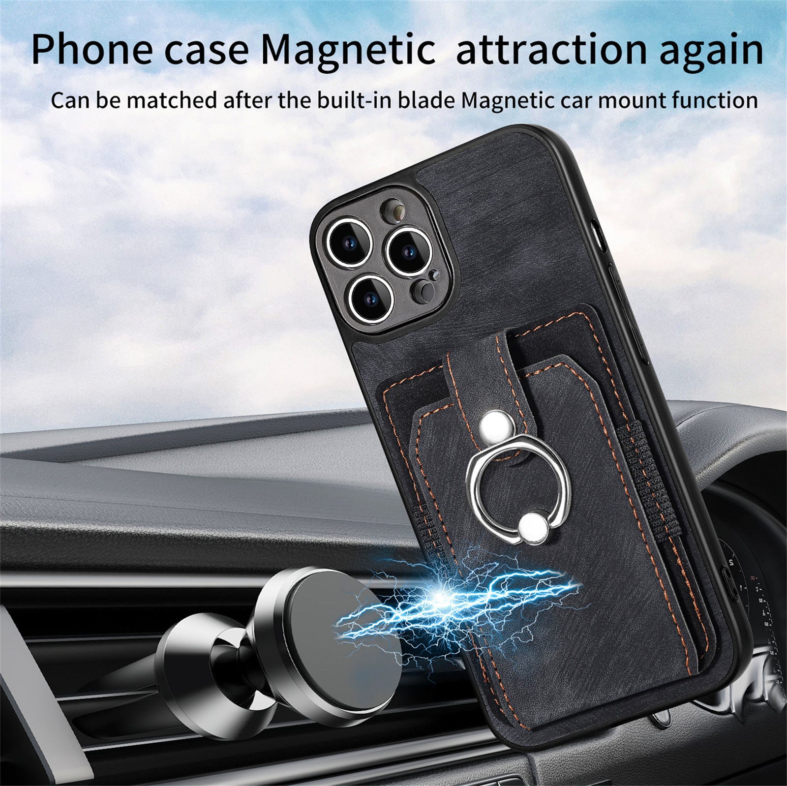 iPhone 15 Pro Max Solid Vintage Hardware Ring Leather Case