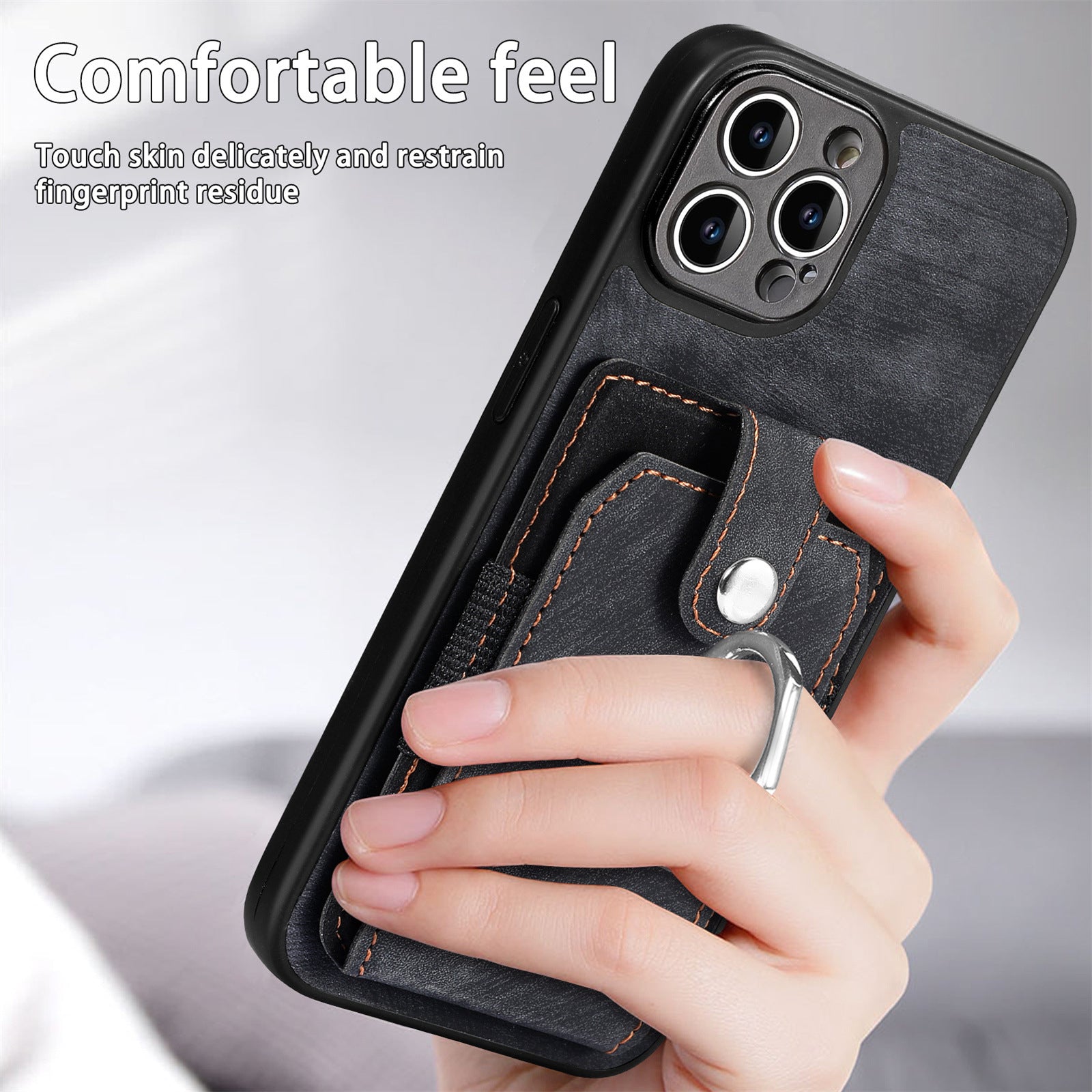 iPhone 15 Pro Solid Vintage Hardware Ring Leather Case