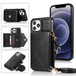 iPhone 15 Pro Max Triangle Crossbody Multifunctional Card Insertion Leather Case