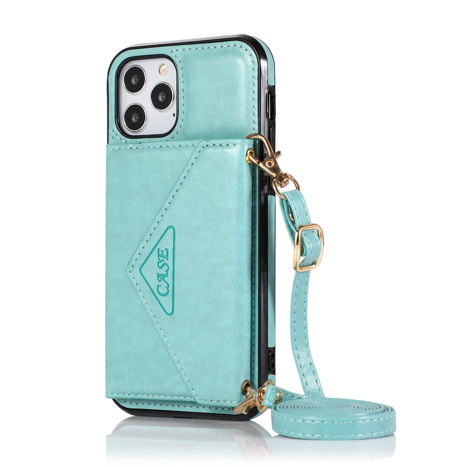 iPhone 15 Pro Triangle Crossbody Multifunctional Card Insertion Leather Case