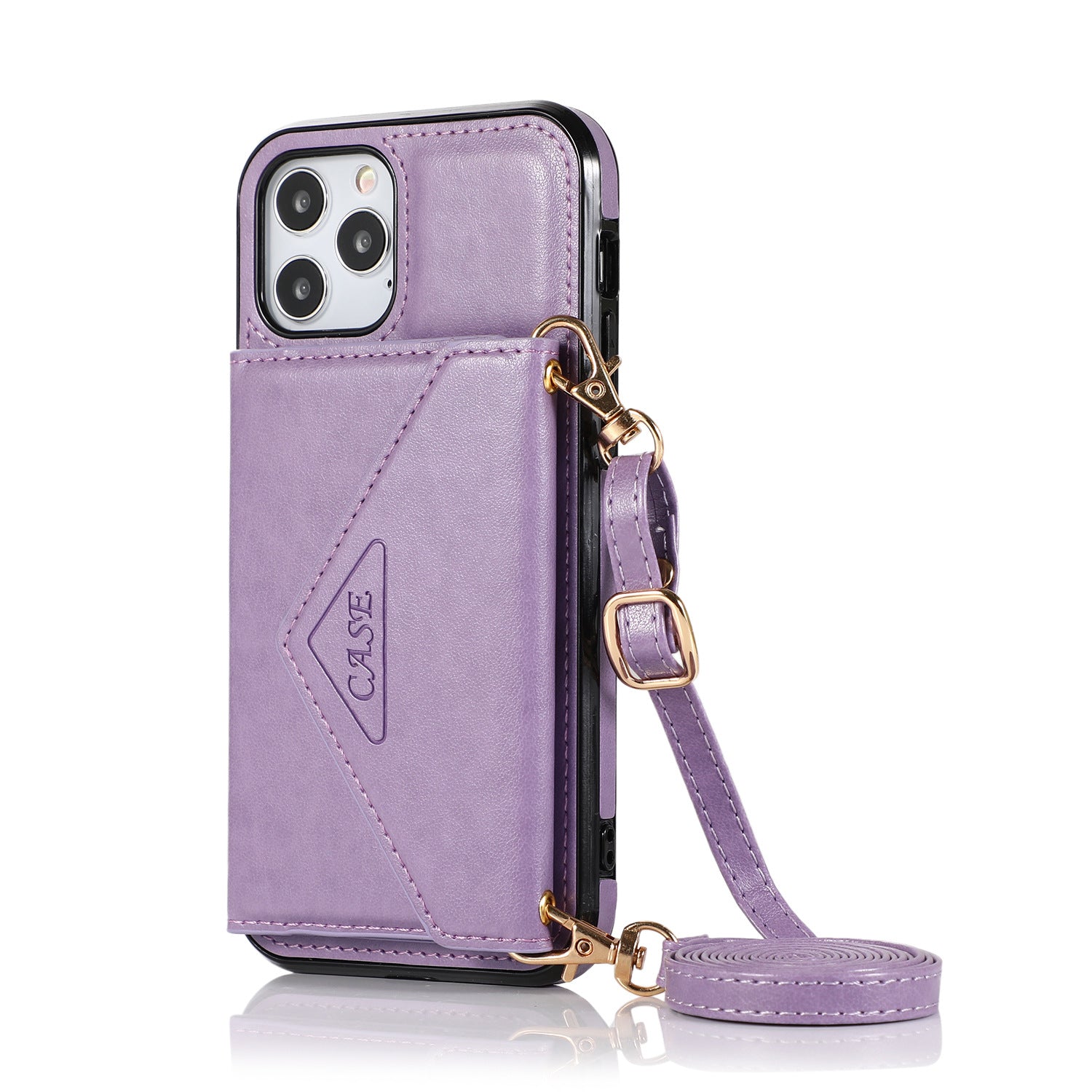 iPhone 15 Pro Max Triangle Crossbody Multifunctional Card Insertion Leather Case