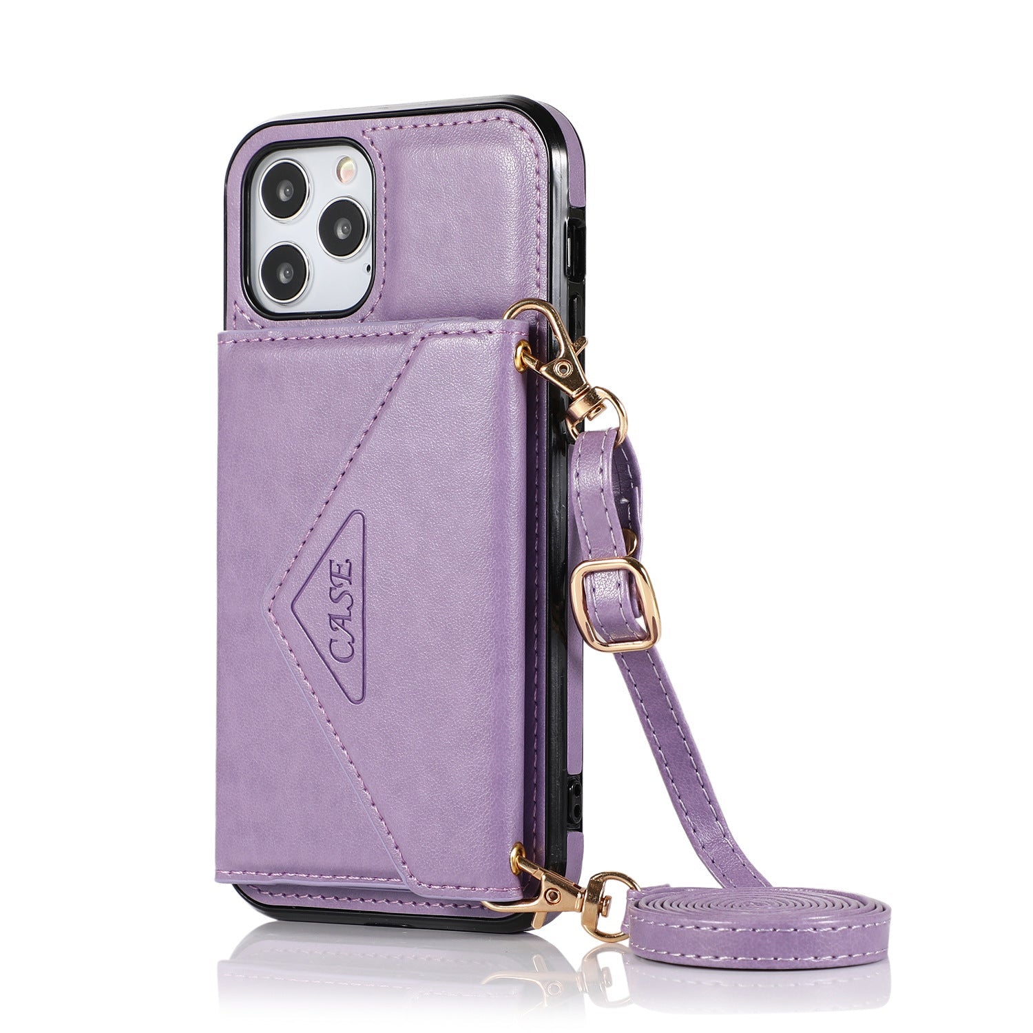 iPhone 15 Pro Triangle Crossbody Multifunctional Card Insertion Leather Case