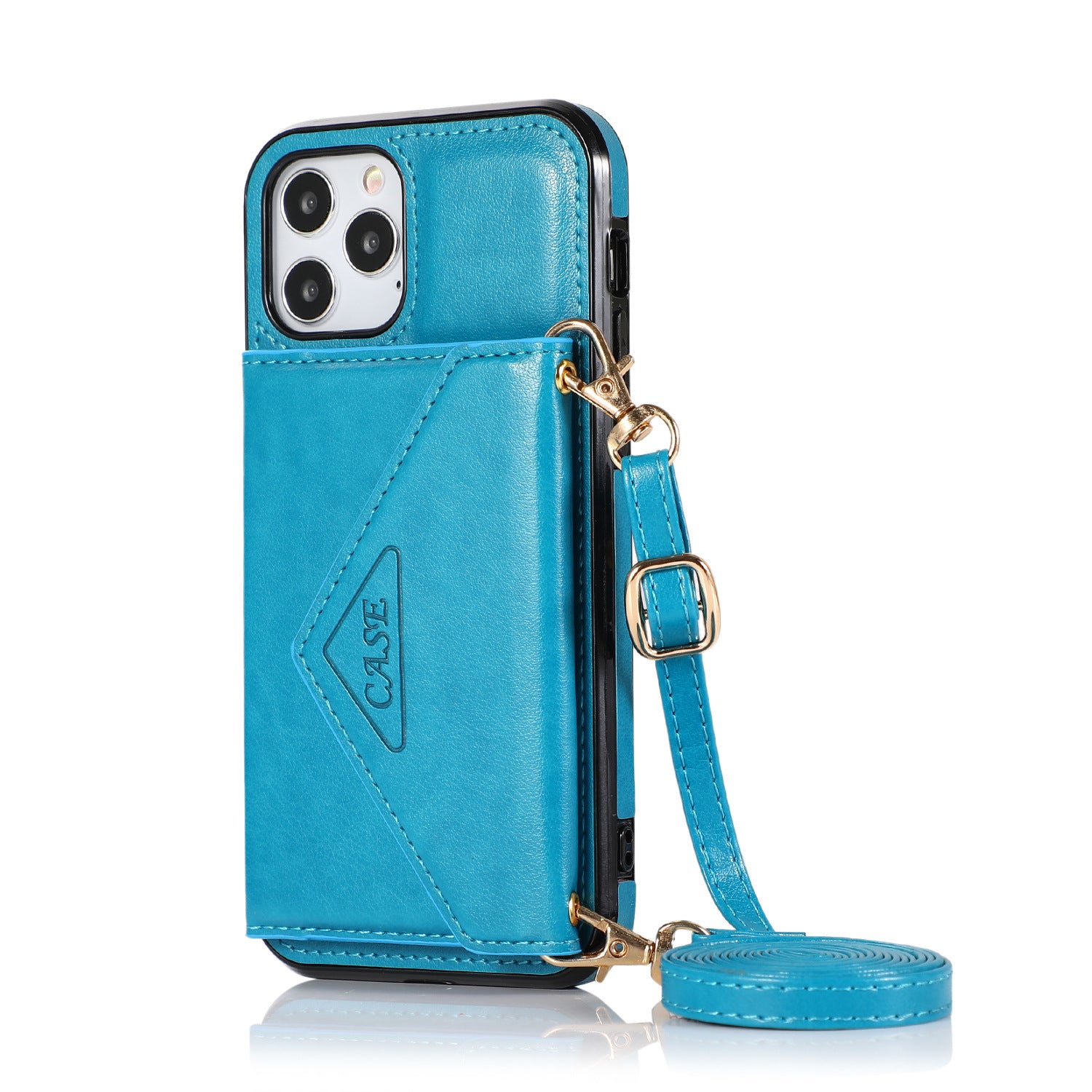 iPhone 15 Pro Max Triangle Crossbody Multifunctional Card Insertion Leather Case