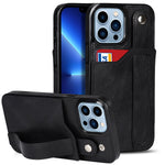 iPhone 15 Pro Rear Cover Wrist Strap Card Insertion Phone Case