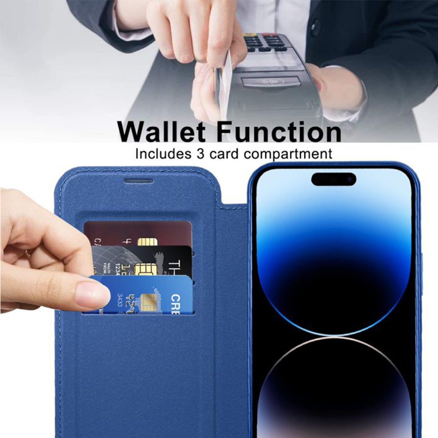 Case for iPhone 15 Pro Case Wallet Compatible with Magsafe, Shockproof Full Protective Flip Folio Wallet Case with RFID Blocking Card Slot PU Leather Cover for iPhone 15 Pro