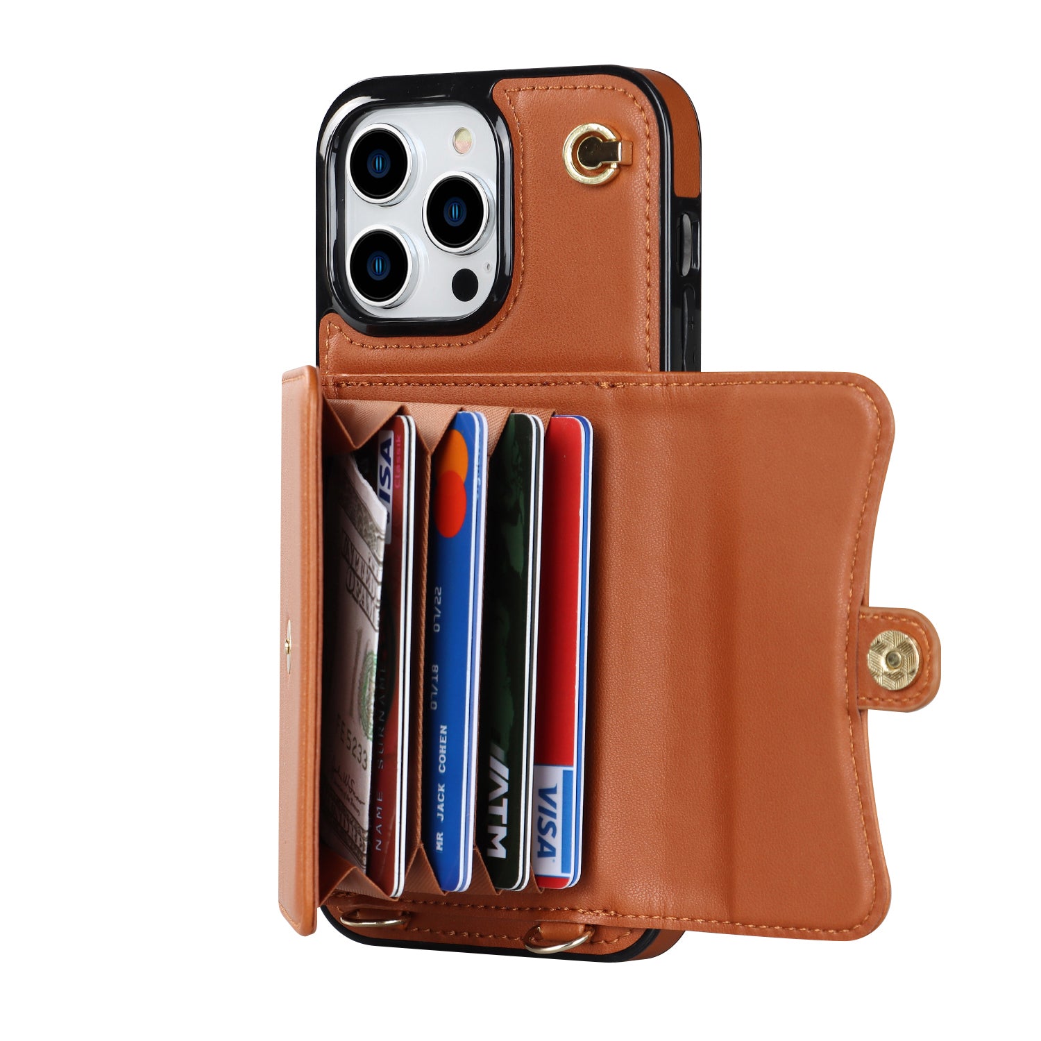 iPhone 15 Pro Max Card Holding Crossbody Lanyard Case