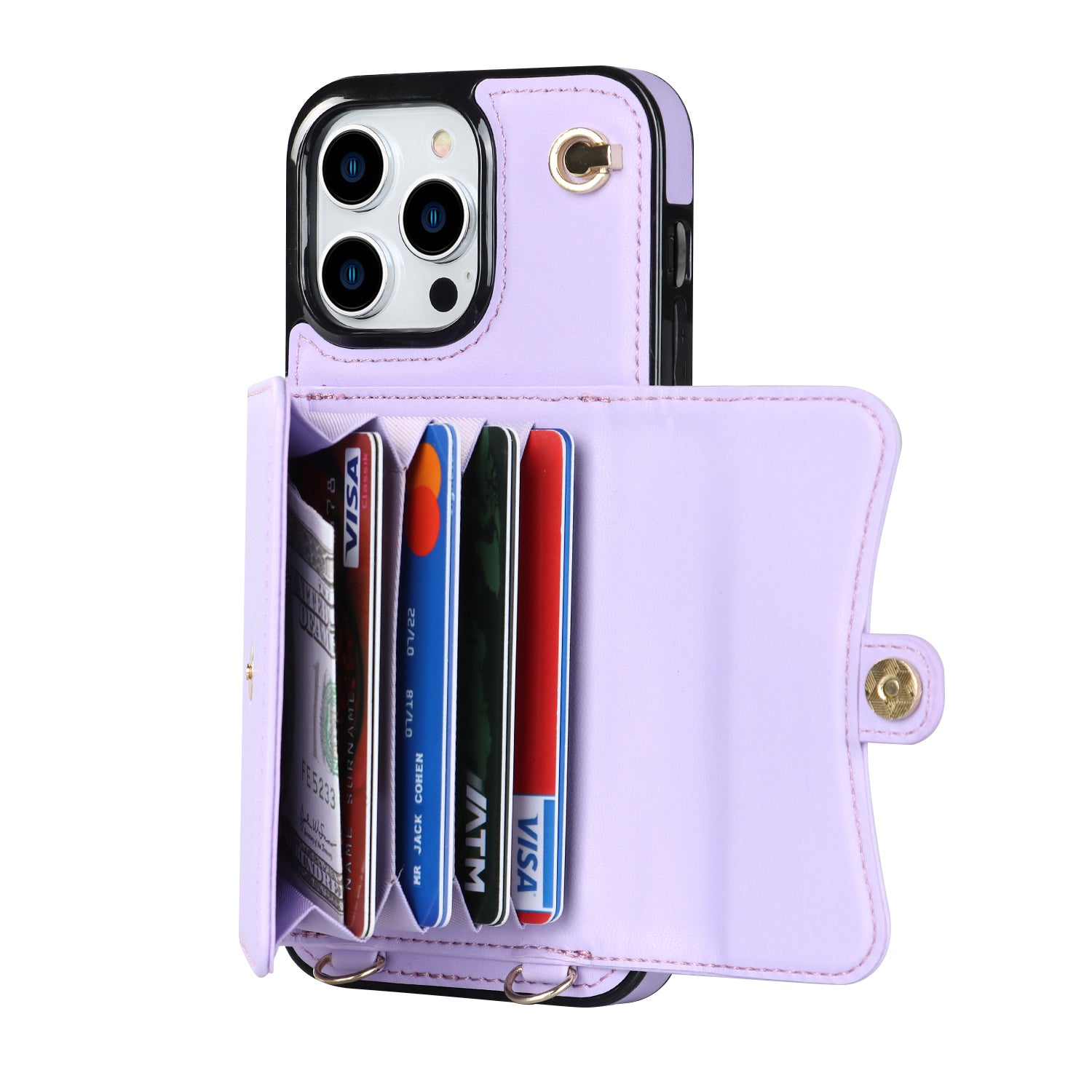 iPhone 15 Pro Max Card Holding Crossbody Lanyard Case