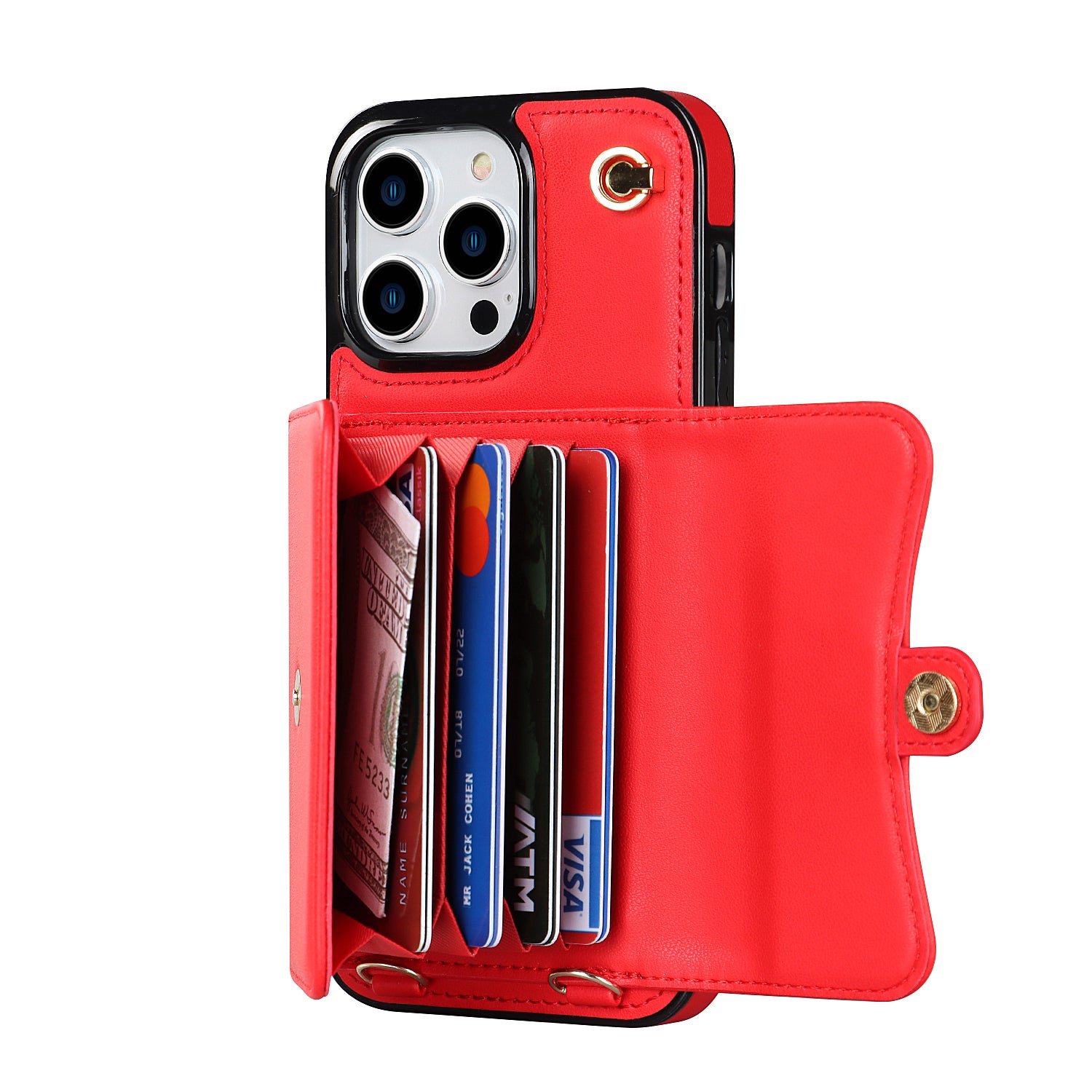 iPhone 15 Pro Max Card Holding Crossbody Lanyard Case