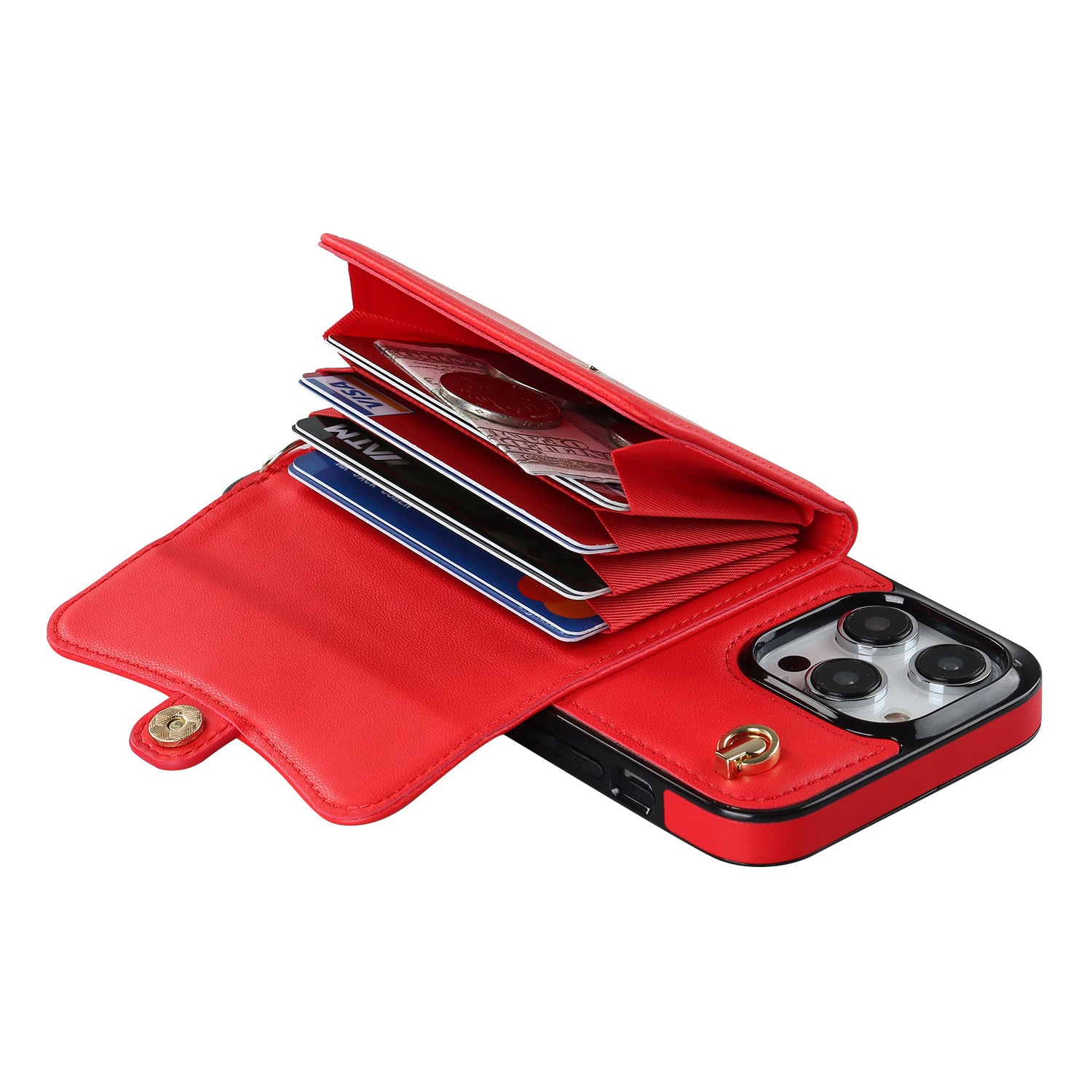 iPhone 15 Pro Max Card Holding Crossbody Lanyard Case