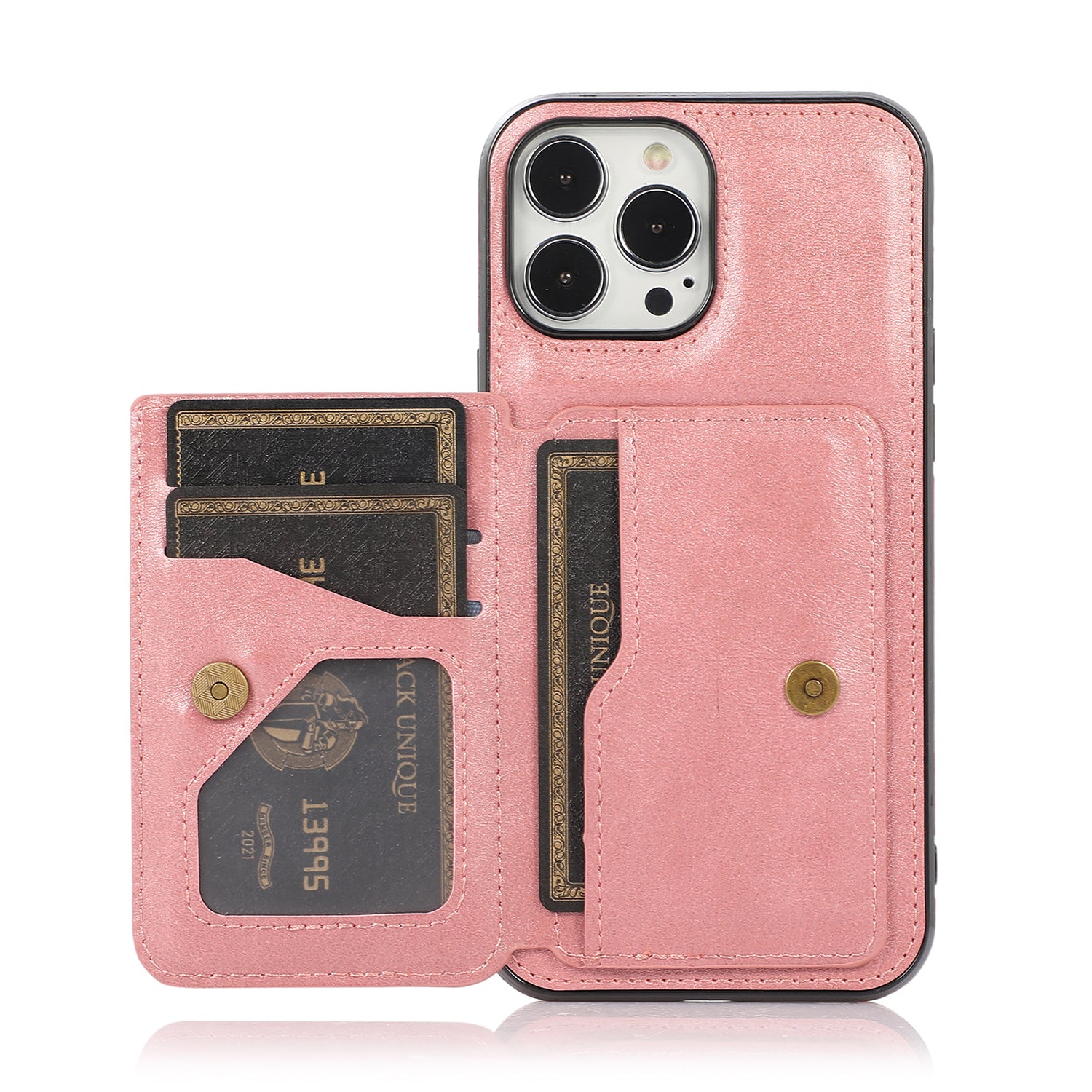 iPhone 15 Pro Wallet Case Credit Card Holder, Premium Leather Durable Kickstand Magnetic Protective Cover