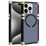 iPhone 15 Pro Max 3D Down Jacket CC Style Soft Leather Square Magnetic Attraction Case Cover