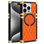 iPhone 15 Pro Max 3D Down Jacket CC Style Soft Leather Square Magnetic Attraction Case Cover