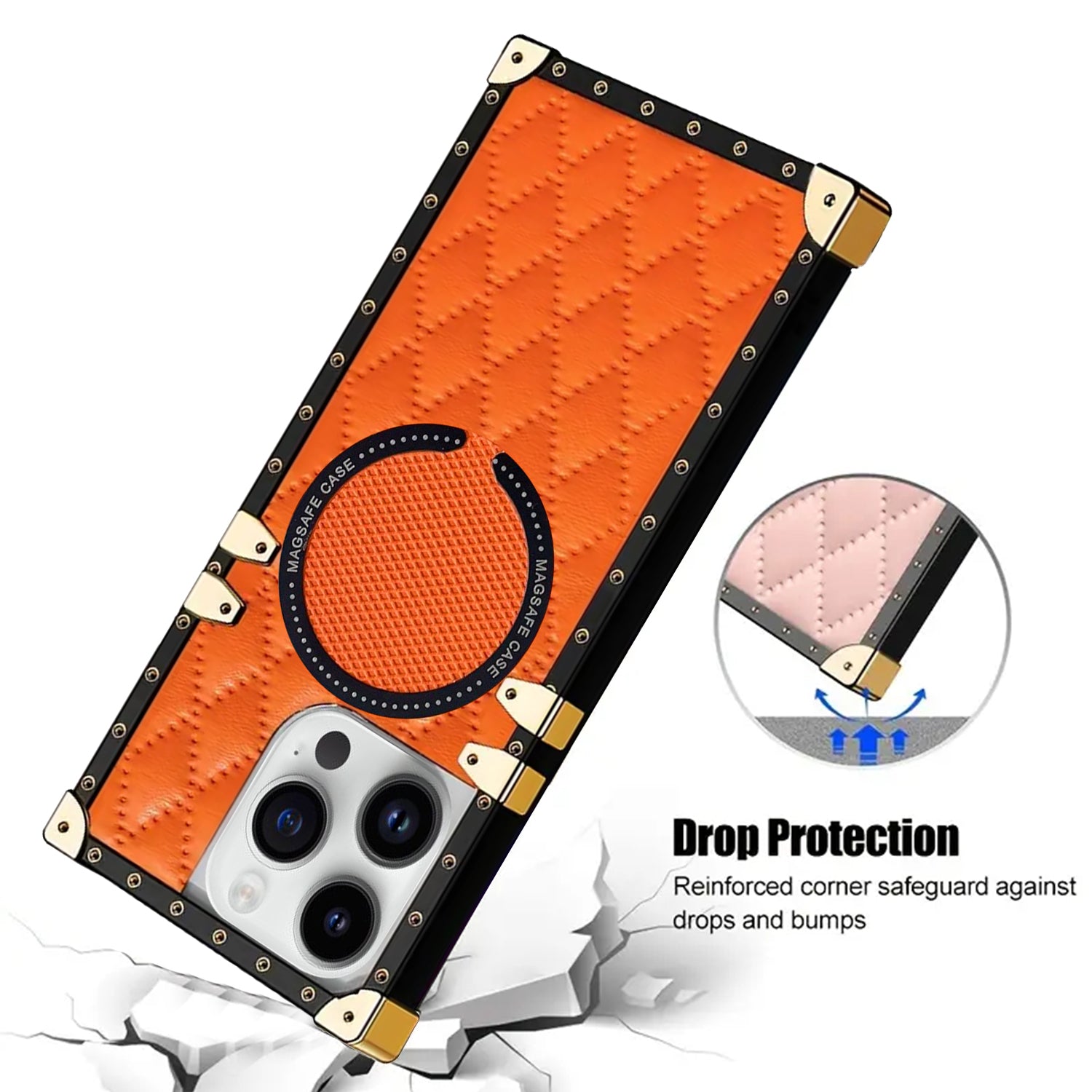 iPhone 15 Pro Max 3D Down Jacket CC Style Soft Leather Square Magnetic Attraction Case Cover