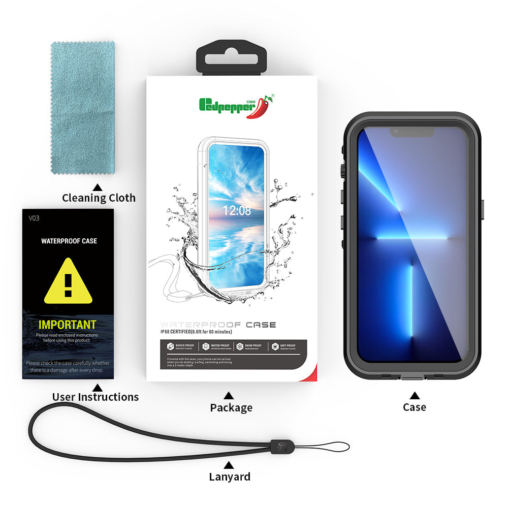 iPhone 15 360 Full Protective Waterproof Case With Built-in Screen Fingerprint Protector