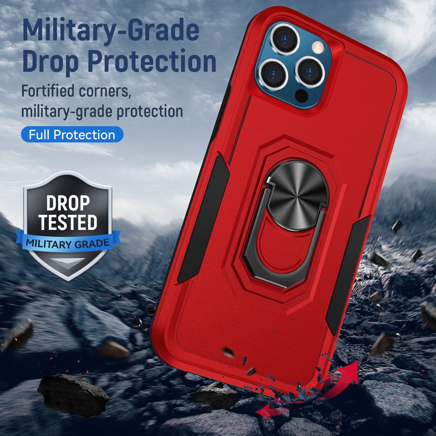 iPhone 15 Pro Kickstand Fully Protected Heavy-Duty Shockproof Case