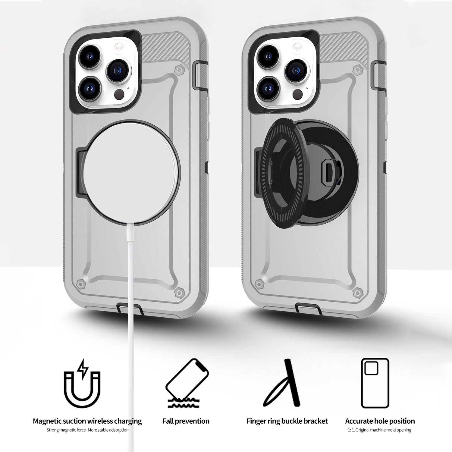 iPhone 15 Pro Max Wireless magnetic Finger ring buckle bracket Case