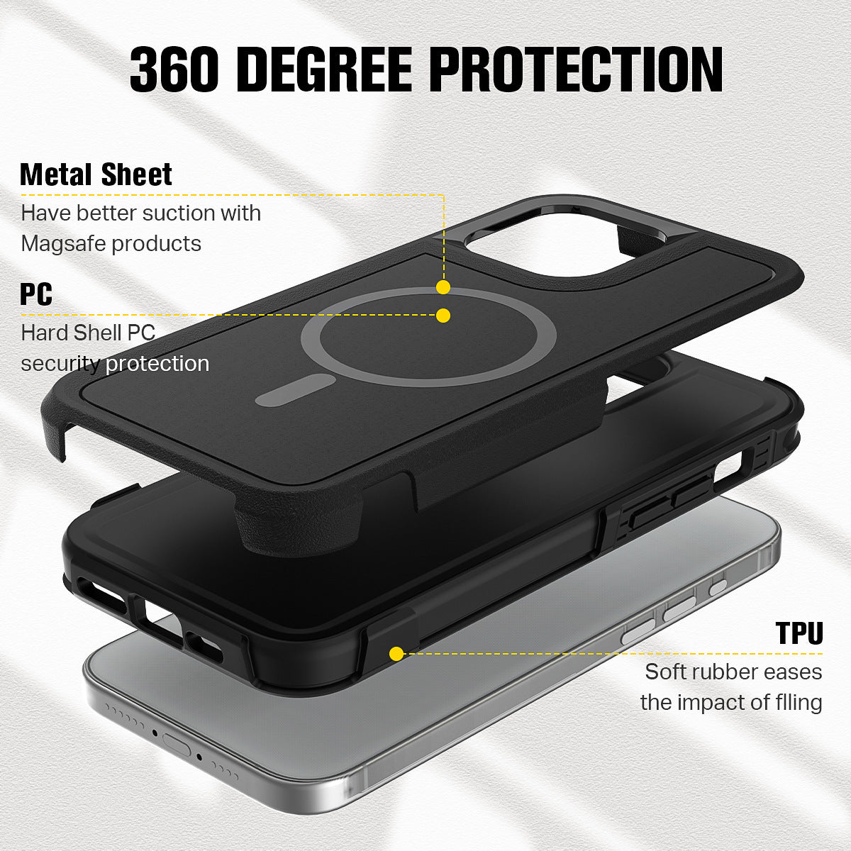 iPhone 15 Pro Car Mounted Magnetic Suction 2in1 Frosted Anti Fall Phone Case