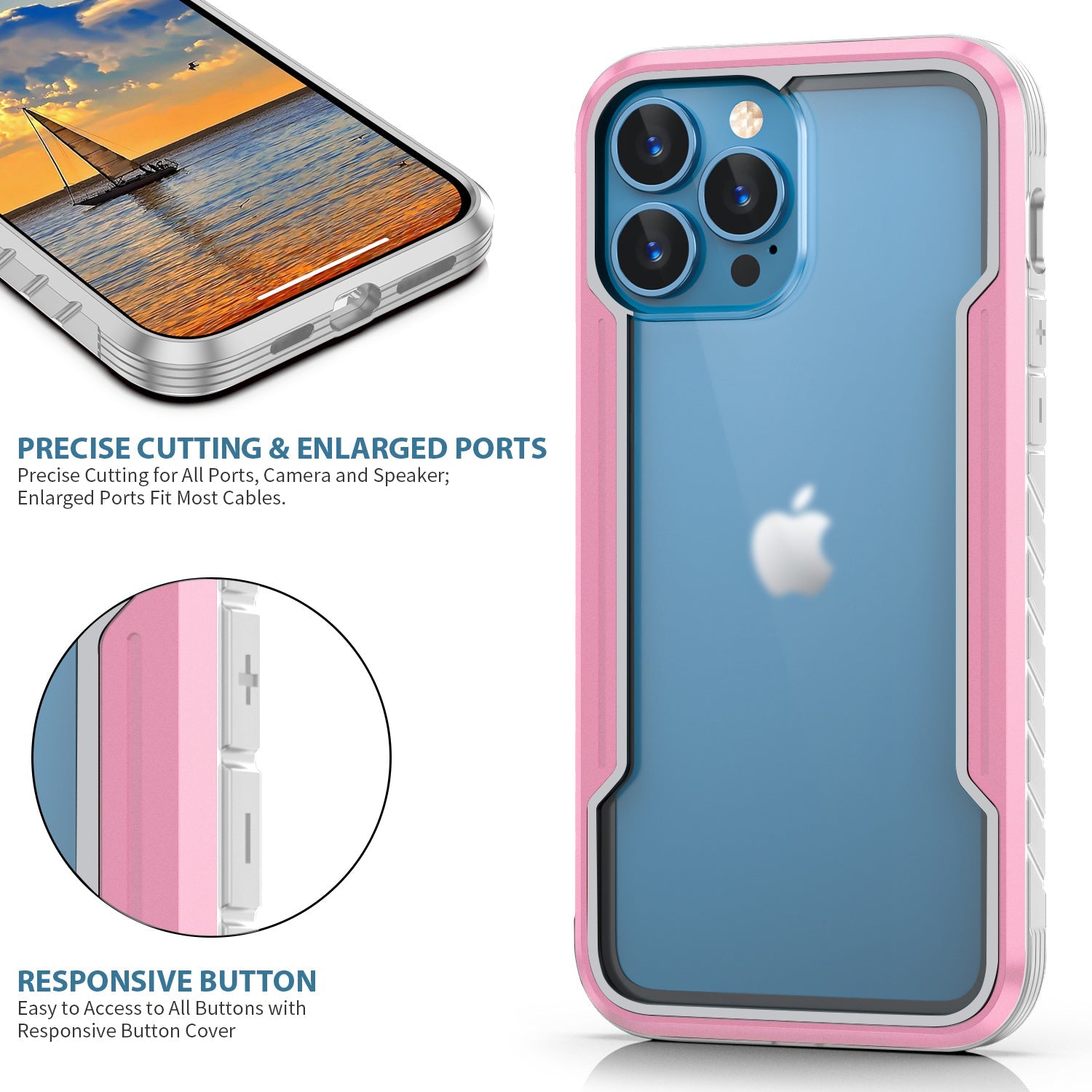 iPhone 15 Pro Full Body Bumper Case With Clear Back Panel Protector