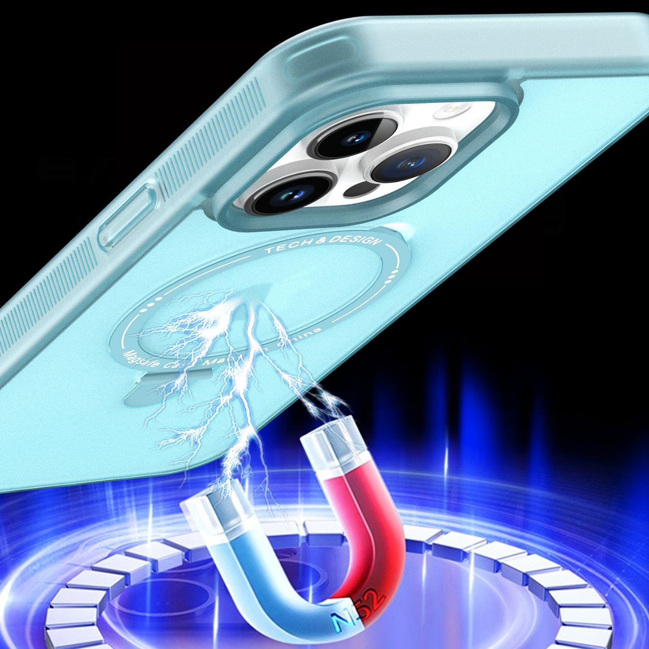 iPhone 15 Pro Max Translucency Magnetic Suction Bracket Phone Case