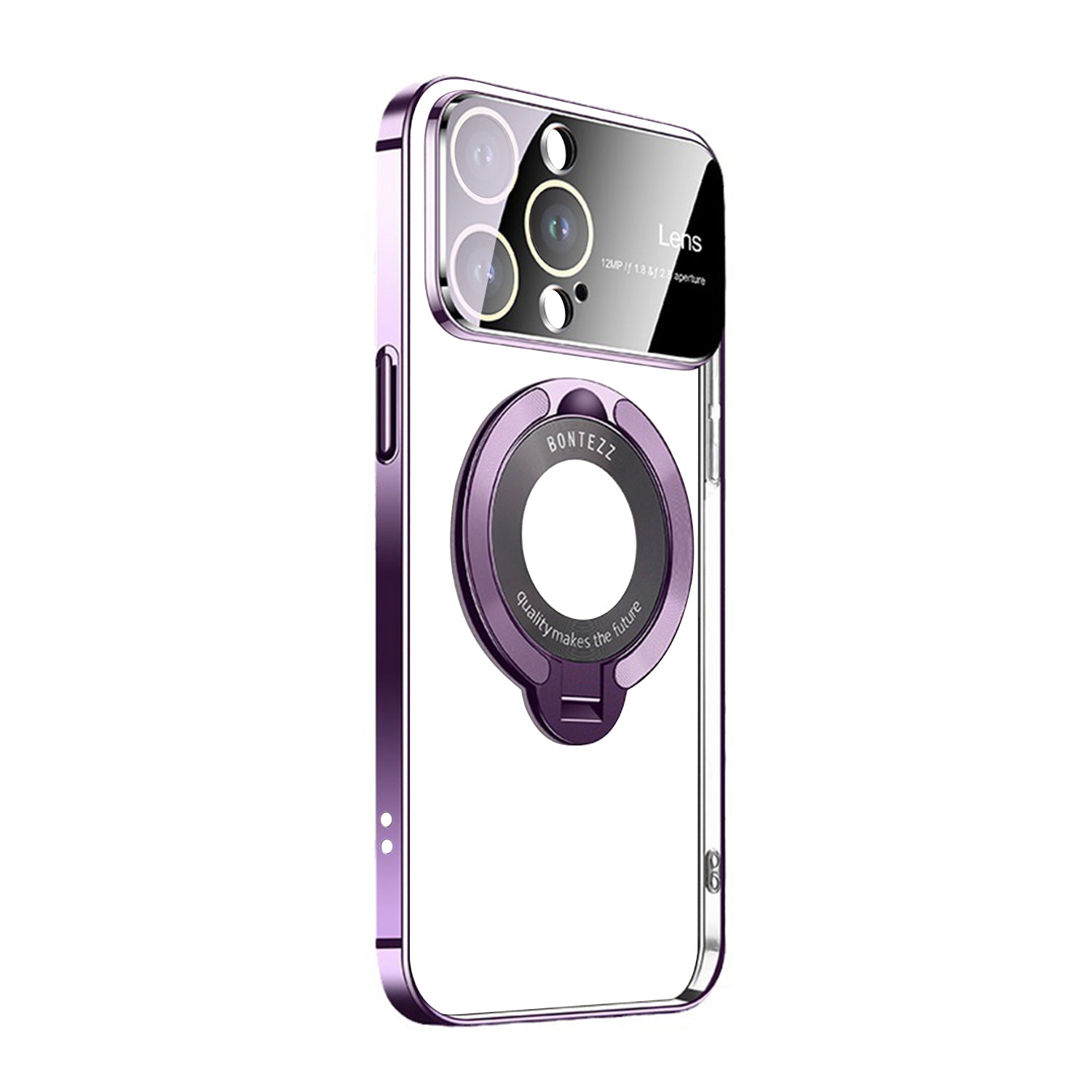 iPhone 15 Pro Max Regard Window Magnetic Suction Electroplating Integrated Bracket Phone Case