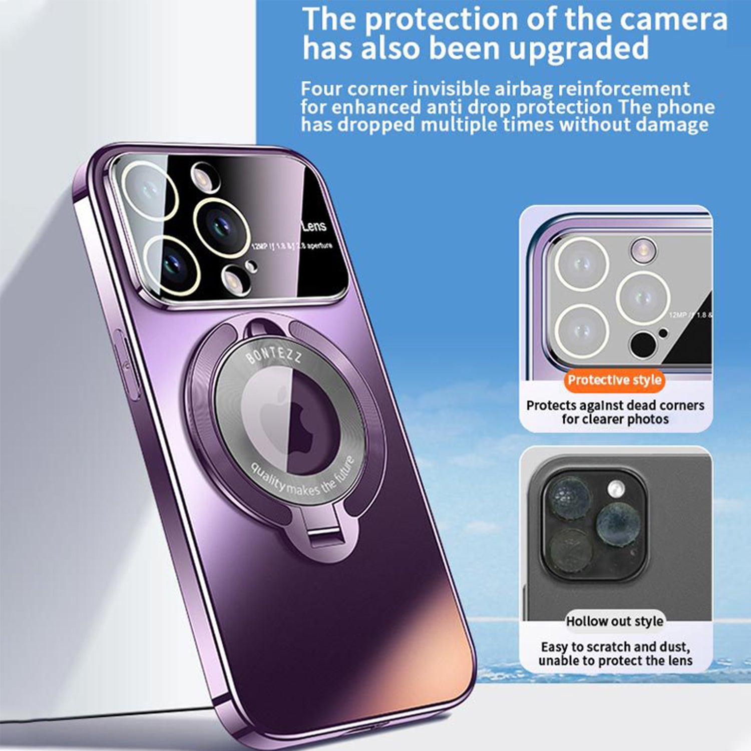 iPhone 15 Pro Max Regard Window Magnetic Suction Electroplating Integrated Bracket Phone Case