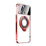 iPhone 15 Pro Max Regard Window Magnetic Suction Electroplating Integrated Bracket Phone Case