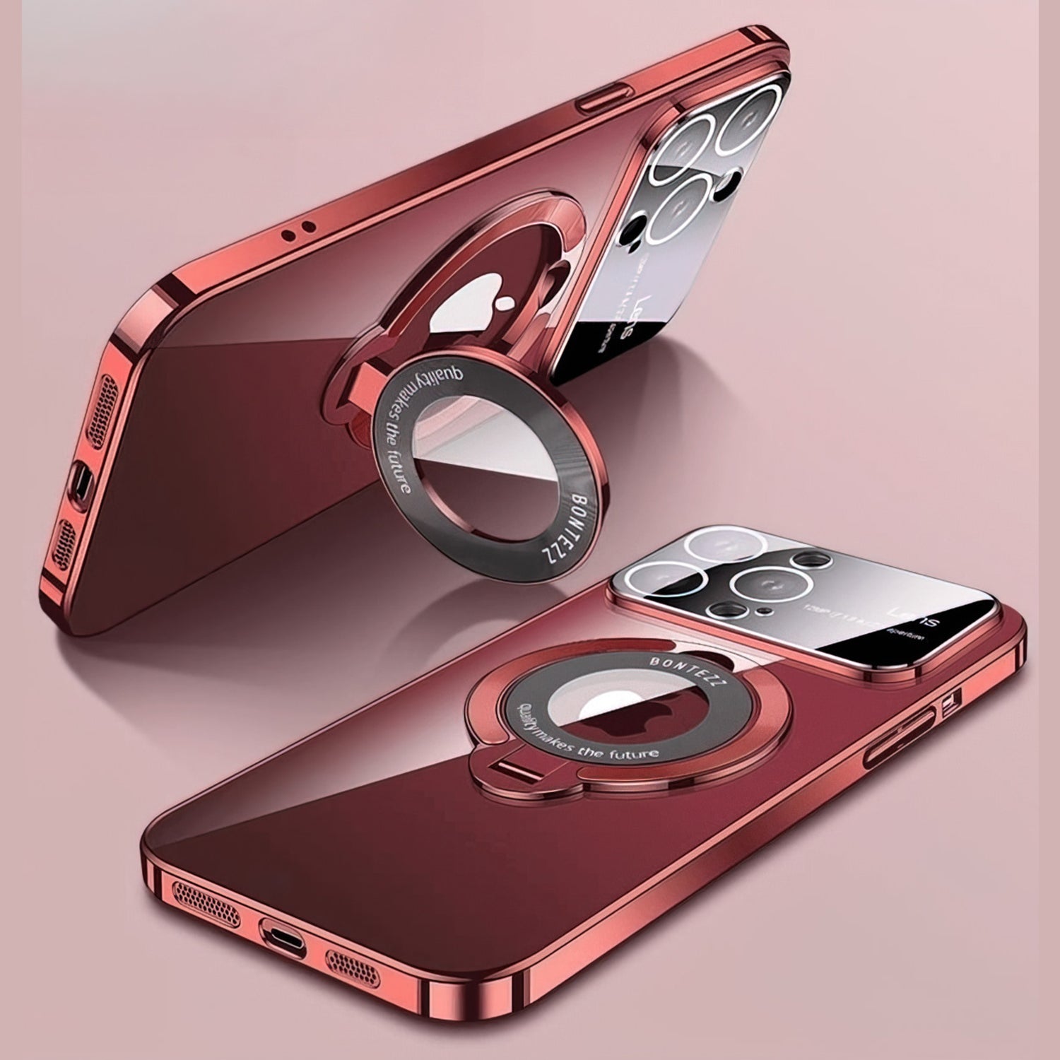 iPhone 15 Pro Max Regard Window Magnetic Suction Electroplating Integrated Bracket Phone Case