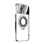 iPhone 15 Pro Max Regard Window Magnetic Suction Electroplating Integrated Bracket Phone Case