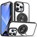 iPhone 15 Pro Max Transparent Silicone 360 Degree Rotating Bracket Phone Case