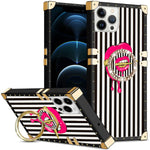 iPhone 14 Pro TPU Luxury Blue Stripe Fashion Case with Kickstand