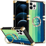 iPhone 14 Pro TPU Luxury Blue Stripe Fashion Case with Kickstand