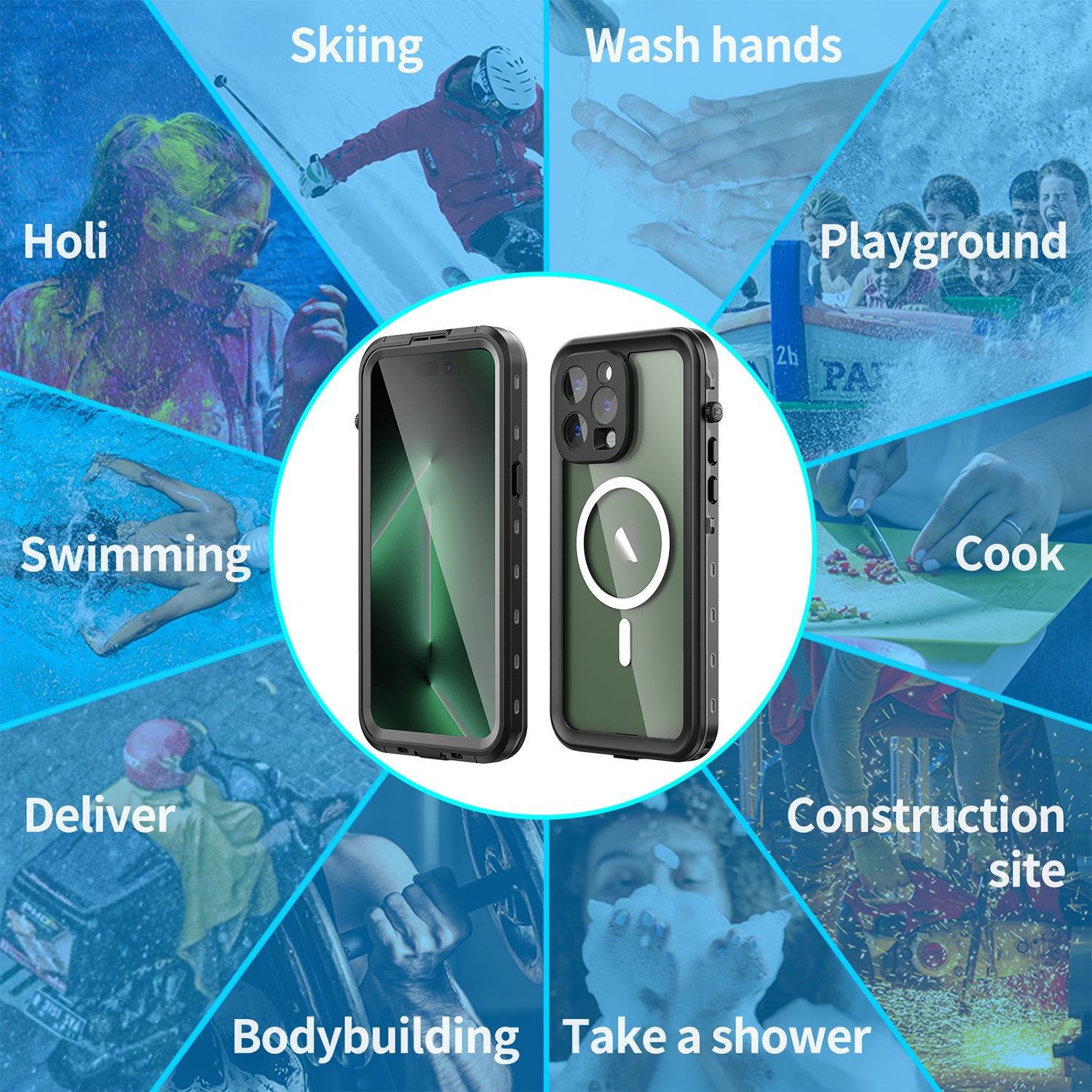 Apple iPhone 14 Pro Max (6.7") 360 Full Protective Waterproof Case with Built-in Screen Fingerprint Protector