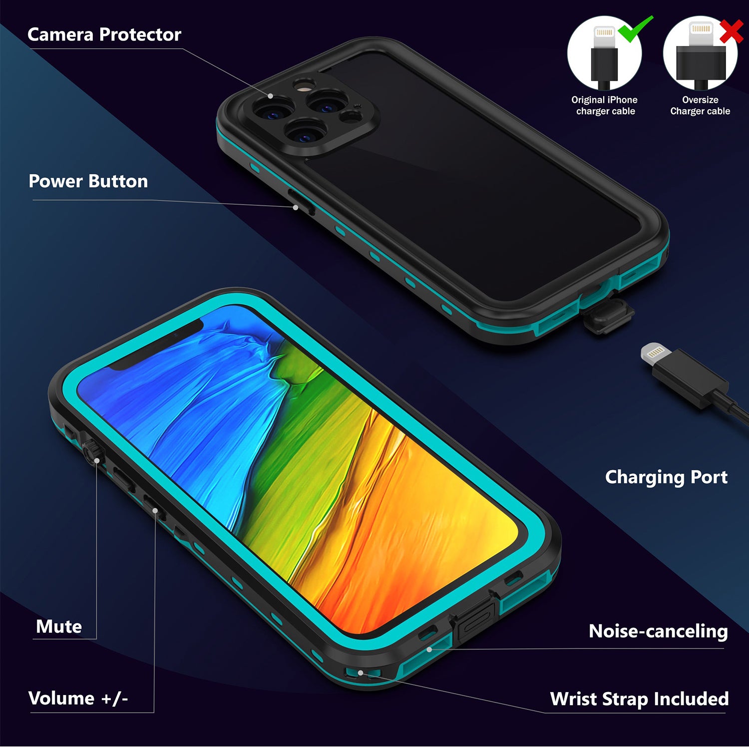 Apple iPhone 13 Pro (6.1") 360 Full Protective Waterproof Case with Built-in Screen Fingerprint Protector