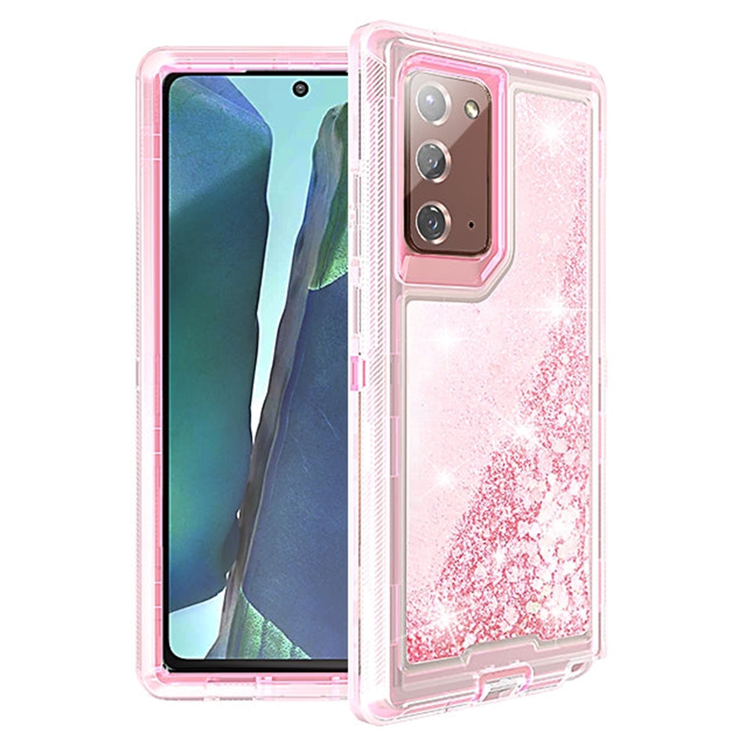 Transparent Floating Glitter Heavy Duty Case Compatible with Samsung Galaxy Note 20