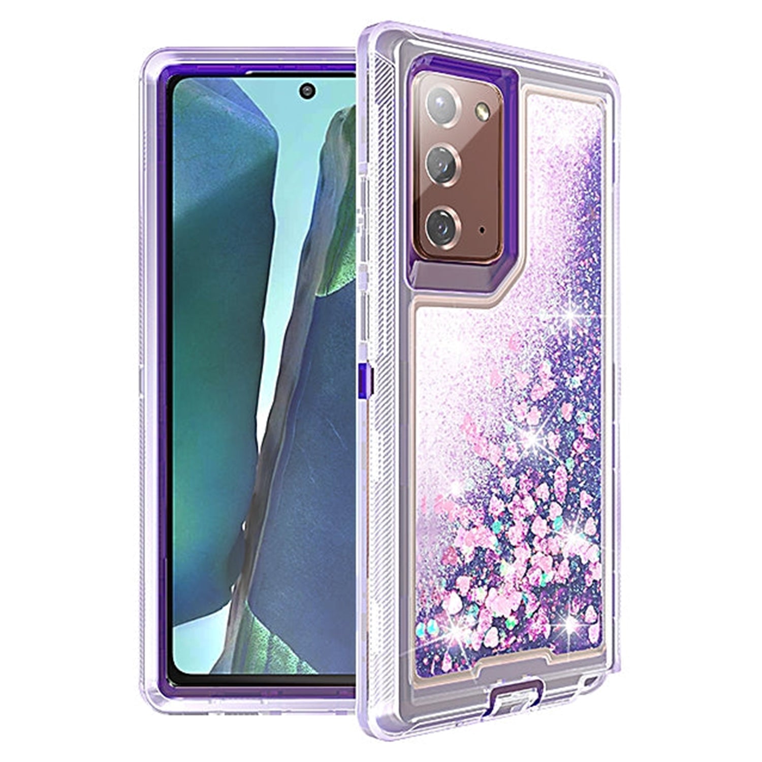 Transparent Floating Glitter Heavy Duty Case Compatible with Samsung Galaxy Note 20