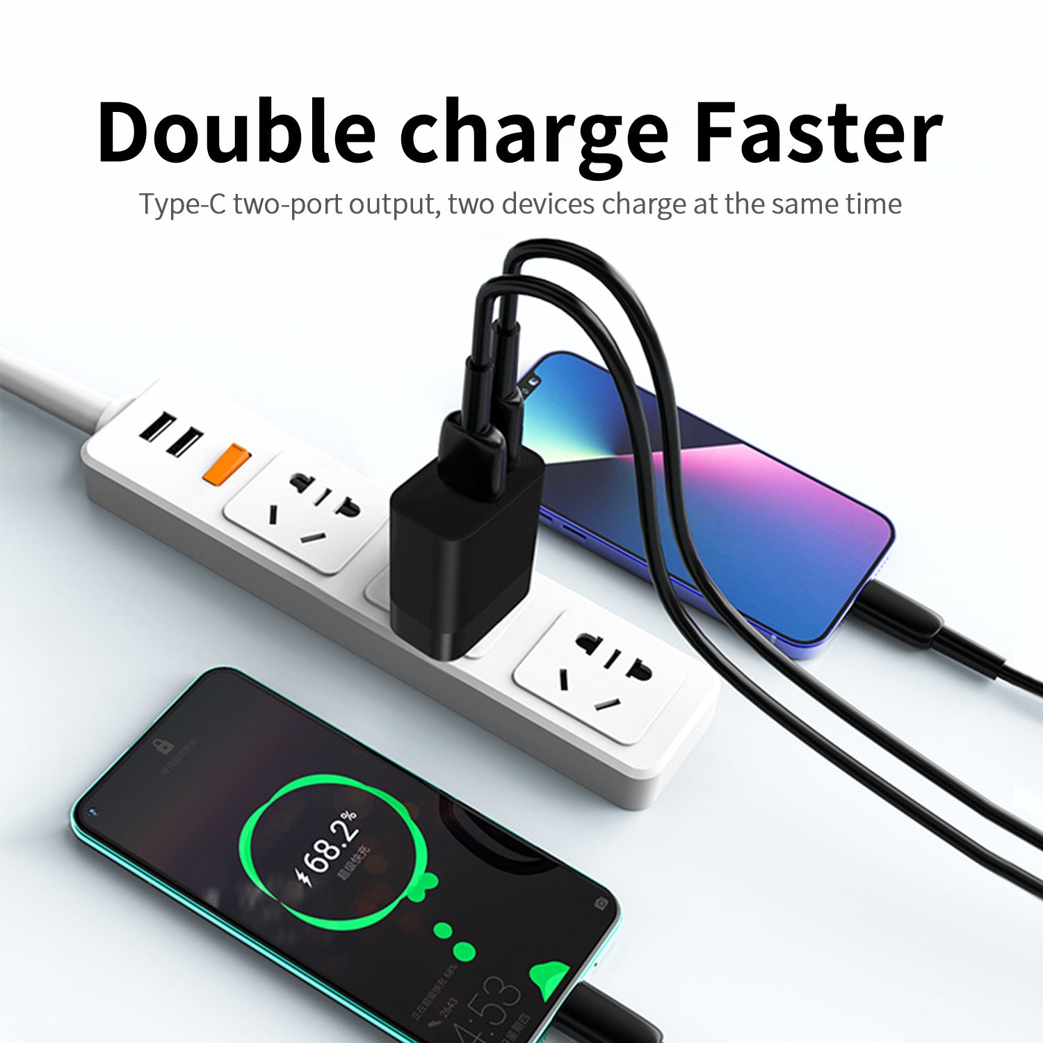 45W double PD double-port quick charge adapter