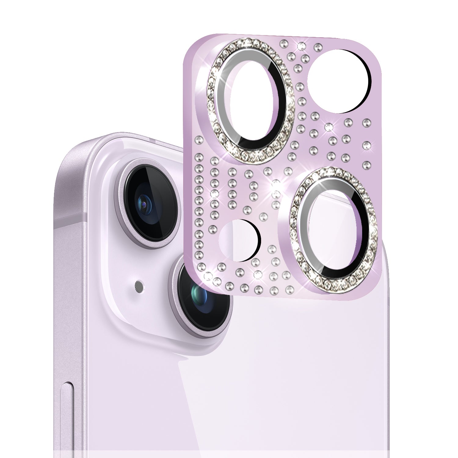 iPhone 14 Colorful crystal diamond Camera Lens case toughened glass  aluminum all-in-one lens screen cove